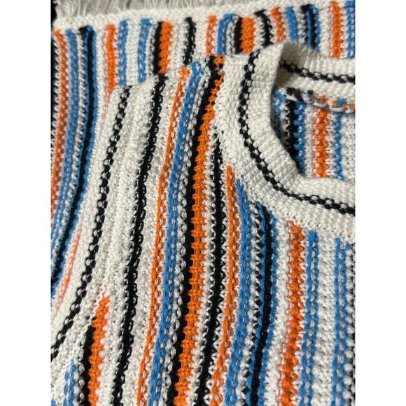 Lou & Grey Loft Fringe Sleeveless Striped Sweater Tank Cream Orange Blue size xs - Picture 11 of 13